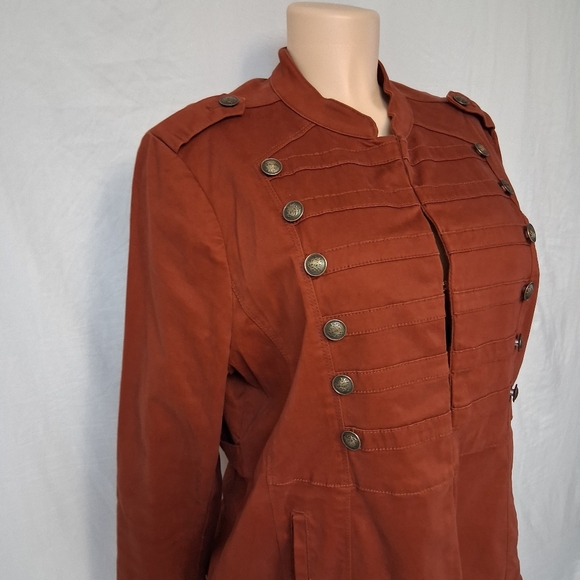 Chico's Burnt Orange Military Jacket Size 2 Usa Size 12/14 - Picture 8 of 16